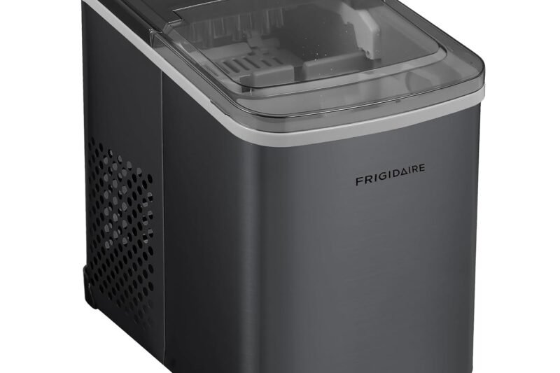 Frigidaire Countertop Portable, 26 lb per Day Bullet Ice Maker Machine (Black Stainless Steel)